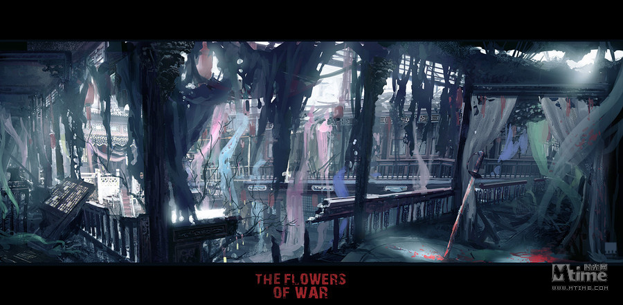 时光网讯 正在上映中的国产战争/文艺史诗大作《金陵十三钗》,在时光网独家曝光海量概念设计原画以及工作草图,这些精美的概念图涵盖了片中的诸多重要场景,包括教堂及周边街道的视觉效果、翠喜楼的内外景设计、神父卡车过关卡、李教官狙击敌人的内外景以及开片部分出现的面粉厂、煤厂、城门周边的碉堡布局等。此外,还曝光了不少电影中没有出现的场景如牛奶厂、华丽宴会等。 为电影场景设计概念图是好莱坞大片在前期筹备阶段普遍采用的工作方式,也是《金陵十三钗》在制作上接轨国际的重要环节。视觉概念设计师曲文强与美术师李姚娆、彭